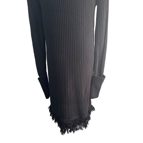 Who What Wear Medium Black Ribbed Knit Turtleneck Sweater Dress Fringe Hem NWT - Picture 7 of 12